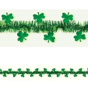 Amscan Tinsel with Foil Shamrocks Garland, 15', Green