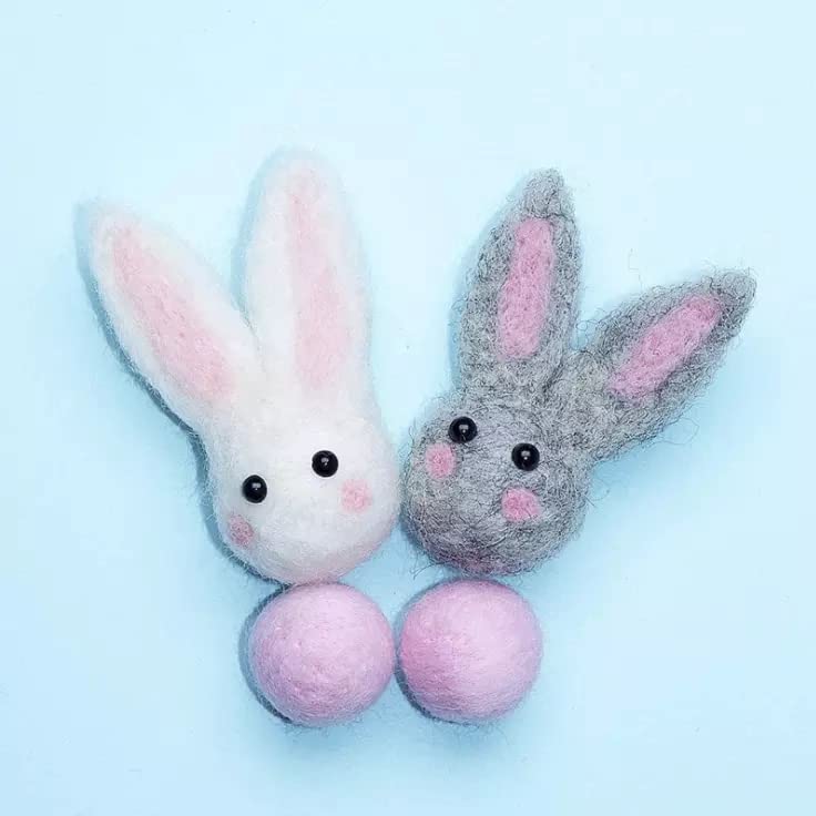 Bunny Felt Garland Wool Rabbit Pom Pom Banner Handmade Bunny Ball Garland for Holiday Wall Decoration