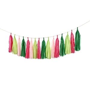 GUZON Pack of 20 Watermelon Party Tassel Garland DIY Kit Balloon Tail Tassels Melon Birthday Summer Party Decorations