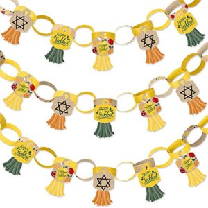 big dot of happiness sukkot – 90 chain links and 30 paper tassels decoration kit – sukkah jewish holiday paper chains garland – 21 feet