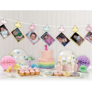 1st birthday girl photo garland kit – 12′, 1 pack