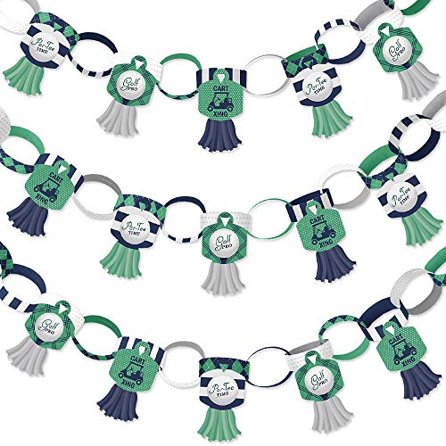 Big Dot of Happiness Par-Tee Time - Golf - 90 Chain Links and 30 Paper Tassels Decoration Kit - Birthday or Retirement Party Paper Chains Garland - 21 feet