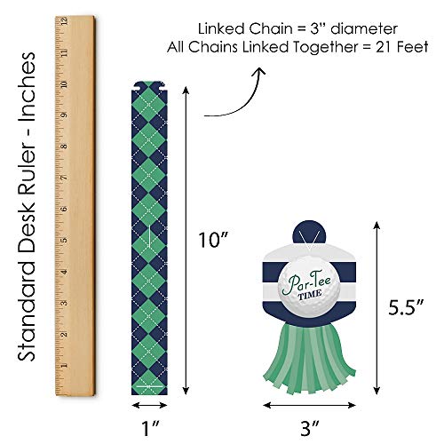 Big Dot of Happiness Par-Tee Time - Golf - 90 Chain Links and 30 Paper Tassels Decoration Kit - Birthday or Retirement Party Paper Chains Garland - 21 feet