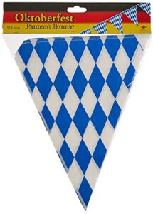 beistle 50970 oktoberfest bavarian flag pennant banner 11 inches by 12 feet (3-pack)