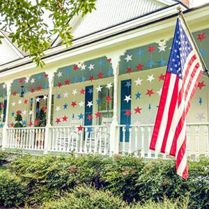 Whaline 52ft Glitter Patriotic Star Streamers Paper Bunting Banner Red White Blue Star Garland Hanging Decoration for 4th of July Decorations Independence Day Celebration Party, 4 Pack