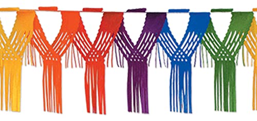 Beistle Drop Fringe Garland, 20" x 12', Rainbow