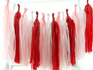 valentine’s day paper garland, red & pink cupid tissue paper party tassels (set of 15) – valentines party supplies & wedding decorations, valentines day party decor & photo backdrops