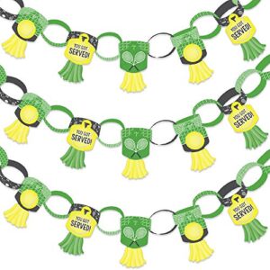 big dot of happiness you got served – tennis – 90 chain links and 30 paper tassels decoration kit – baby shower or tennis ball birthday party paper chains garland – 21 feet
