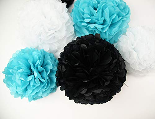 Turquoise Graduation Decorations 2023 Baby Shower Decorations Robin's Egg Blue White Black Silver Party/Black Polka Dot Balloons Turquoise Birthday Party Decorations/Bridal Shower Decor