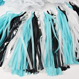 Turquoise Graduation Decorations 2023 Baby Shower Decorations Robin's Egg Blue White Black Silver Party/Black Polka Dot Balloons Turquoise Birthday Party Decorations/Bridal Shower Decor