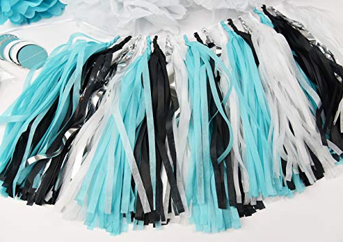 Turquoise Graduation Decorations 2023 Baby Shower Decorations Robin's Egg Blue White Black Silver Party/Black Polka Dot Balloons Turquoise Birthday Party Decorations/Bridal Shower Decor