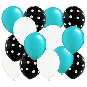 Turquoise Graduation Decorations 2023 Baby Shower Decorations Robin's Egg Blue White Black Silver Party/Black Polka Dot Balloons Turquoise Birthday Party Decorations/Bridal Shower Decor