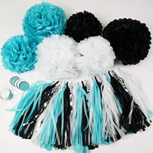 Turquoise Graduation Decorations 2023 Baby Shower Decorations Robin's Egg Blue White Black Silver Party/Black Polka Dot Balloons Turquoise Birthday Party Decorations/Bridal Shower Decor