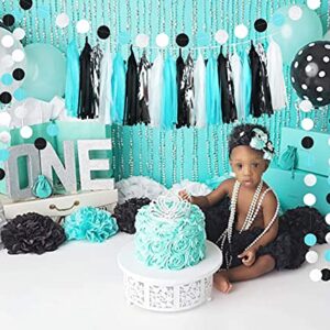 Turquoise Graduation Decorations 2023 Baby Shower Decorations Robin's Egg Blue White Black Silver Party/Black Polka Dot Balloons Turquoise Birthday Party Decorations/Bridal Shower Decor