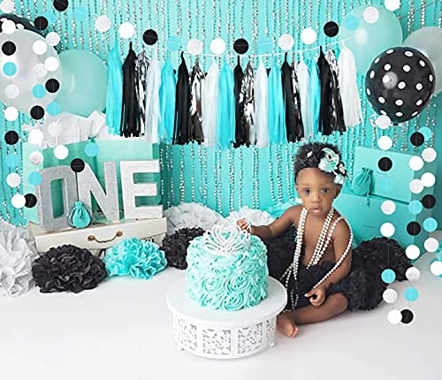 Turquoise Graduation Decorations 2023 Baby Shower Decorations Robin's Egg Blue White Black Silver Party/Black Polka Dot Balloons Turquoise Birthday Party Decorations/Bridal Shower Decor