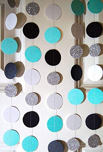 Turquoise Graduation Decorations 2023 Baby Shower Decorations Robin's Egg Blue White Black Silver Party/Black Polka Dot Balloons Turquoise Birthday Party Decorations/Bridal Shower Decor