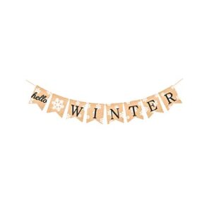 christmas banner hello winter printed bunting banner christmas tree garland holiday bunting home garden indoor outdoor banner christmas home party decorations