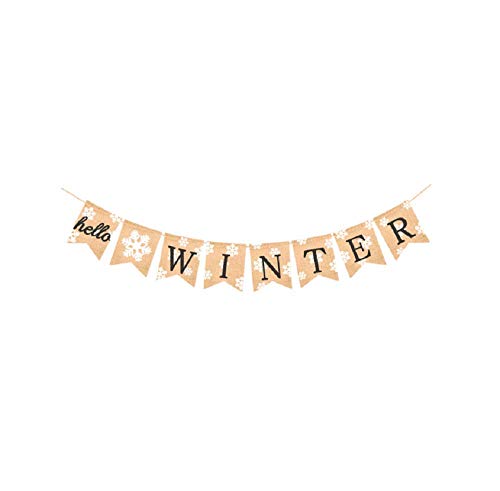 Christmas Banner hello winter Printed Bunting Banner Christmas Tree Garland Holiday Bunting Home Garden Indoor Outdoor Banner Christmas Home Party Decorations