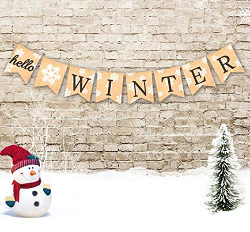 Christmas Banner hello winter Printed Bunting Banner Christmas Tree Garland Holiday Bunting Home Garden Indoor Outdoor Banner Christmas Home Party Decorations