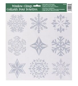 unique glitter snowflakes window clings, assorted designs, silver