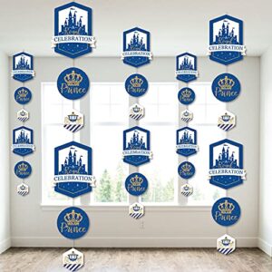 big dot of happiness royal prince charming – baby shower or birthday party diy dangler backdrop – hanging vertical decorations – 30 pieces