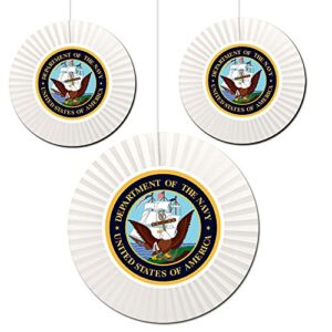 us navy classic fan decorations (3 count -1-16 inch and 2-12 inch) by partypro