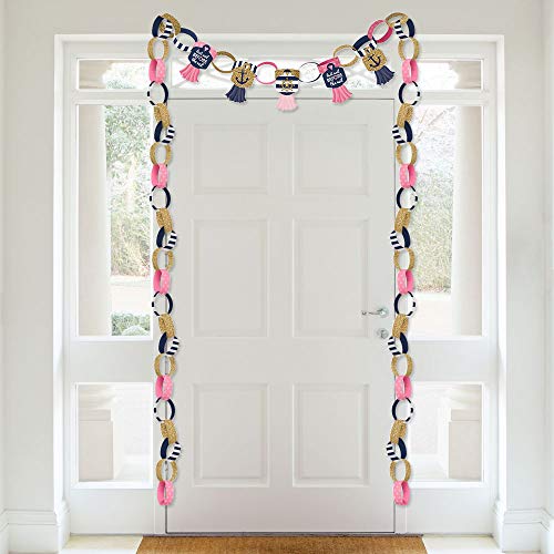 Big Dot of Happiness Last Sail Before the Veil - 90 Chain Links and 30 Paper Tassels Decoration Kit - Nautical Bachelorette and Bridal Shower Paper Chains Garland - 21 feet