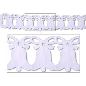 beistle white tissue paper westminster bell hanging garland for bridal shower wedding party decorations supplies, 8″ x 12′