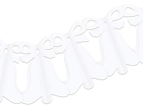 Beistle White Tissue Paper Westminster Bell Hanging Garland For Bridal Shower Wedding Party Decorations Supplies, 8" x 12'