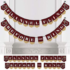 Big Dot of Happiness Flannel Fling Before the Ring - Buffalo Plaid Bachelorette Party Bunting Banner - Bachelorette Party Decorations