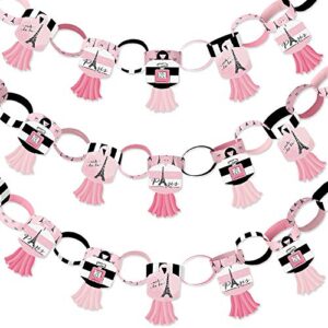 big dot of happiness paris, ooh la la – 90 chain links and 30 paper tassels decoration kit – paris themed baby shower or birthday party paper chains garland – 21 feet