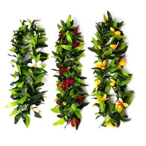 3 pcs hawaiian luau lei tropical flower necklace dance garland for summer beach pool party decorations favors supplies
