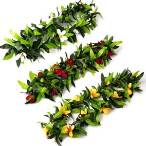 3 PCS Hawaiian Luau Lei Tropical Flower Necklace Dance Garland for Summer Beach Pool Party Decorations Favors Supplies