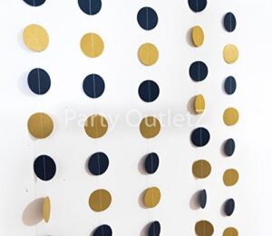5 piece circular dot garlands (each 6.5 feet): birthday/baby shower/bridal shower party decorations – navy blue and gold