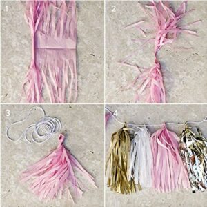 DIY Tissue Paper Tassels Party Decoration Supplies Sets 15 PCS Tassel Garland Banner for Birthday Party Bridal Shower Wedding Gold Garland Bunting Pom Pom (GM-Gold and Green)