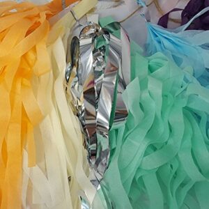 DIY Tissue Paper Tassels Party Decoration Supplies Sets 15 PCS Tassel Garland Banner for Birthday Party Bridal Shower Wedding Gold Garland Bunting Pom Pom (GM-Gold and Green)