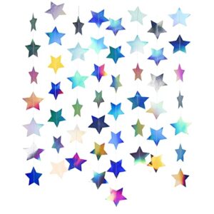 iridescent star garland holographic decor party streamers twinkle star banner backdrop for wedding baby shower birthday party decorations, 3″ in diameter, 20 feet in total
