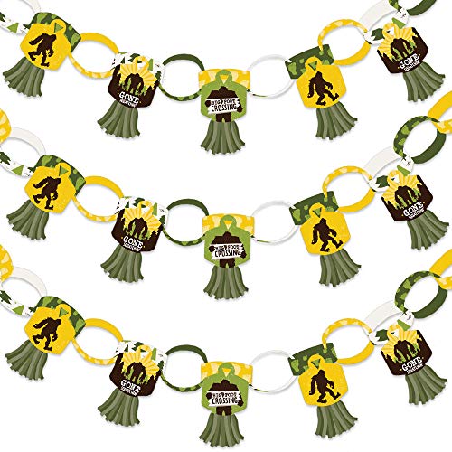 Big Dot of Happiness Sasquatch Crossing - 90 Chain Links and 30 Paper Tassels Decoration Kit - Bigfoot Party or Birthday Party Paper Chains Garland - 21 feet