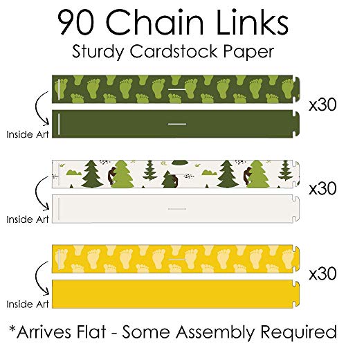 Big Dot of Happiness Sasquatch Crossing - 90 Chain Links and 30 Paper Tassels Decoration Kit - Bigfoot Party or Birthday Party Paper Chains Garland - 21 feet