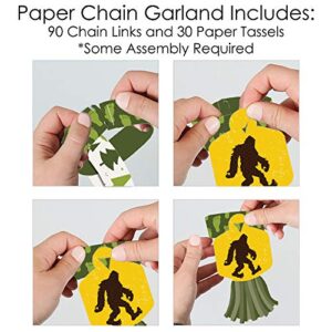 Big Dot of Happiness Sasquatch Crossing - 90 Chain Links and 30 Paper Tassels Decoration Kit - Bigfoot Party or Birthday Party Paper Chains Garland - 21 feet