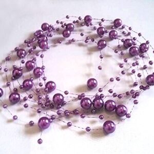 Krismile 200 Feet Roll Fishing Line Artificial Pearls Beads Chain Garland Flowers Wedding Party Decoration Products Supply (Purple)