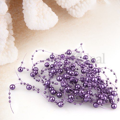 Krismile 200 Feet Roll Fishing Line Artificial Pearls Beads Chain Garland Flowers Wedding Party Decoration Products Supply (Purple)