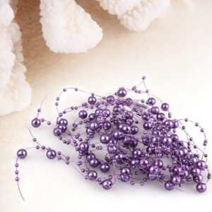 Krismile 200 Feet Roll Fishing Line Artificial Pearls Beads Chain Garland Flowers Wedding Party Decoration Products Supply (Purple)