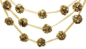 glitz pom pom garland hanging decoration, gold