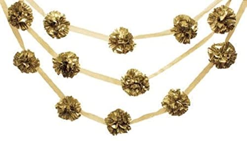 Glitz Pom Pom Garland Hanging Decoration, Gold