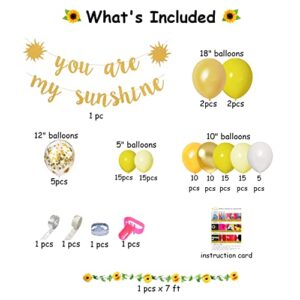 Royalz 101 Pcs Sunflower Balloons Garland Arch Kit with You Are My Sunshine Banner for Birthday Party Decorations, Bridal Shower, Wedding, Baby Shower Decoration Yellow