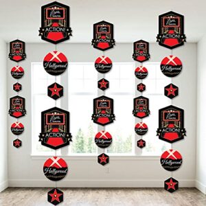 big dot of happiness red carpet hollywood – movie night party diy dangler backdrop – hanging vertical decorations – 30 pieces