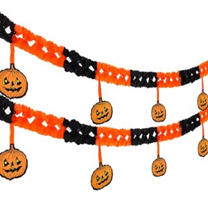 halloween pumpkin garland – 10 feet, 2 pieces | halloween banner for mantle | halloween garland, halloween birthday party decorations | i smell kids halloween decorations | halloween party decorations