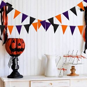 YSSAI 40Ft Halloween Pennant Banner Black Orange Purple Paper Triangle Flags Halloween Party Decorations Halloween Bunting Garland for Halloween Outdoor Indoor Hanging Decor 104 Flags