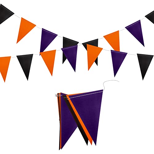 YSSAI 40Ft Halloween Pennant Banner Black Orange Purple Paper Triangle Flags Halloween Party Decorations Halloween Bunting Garland for Halloween Outdoor Indoor Hanging Decor 104 Flags